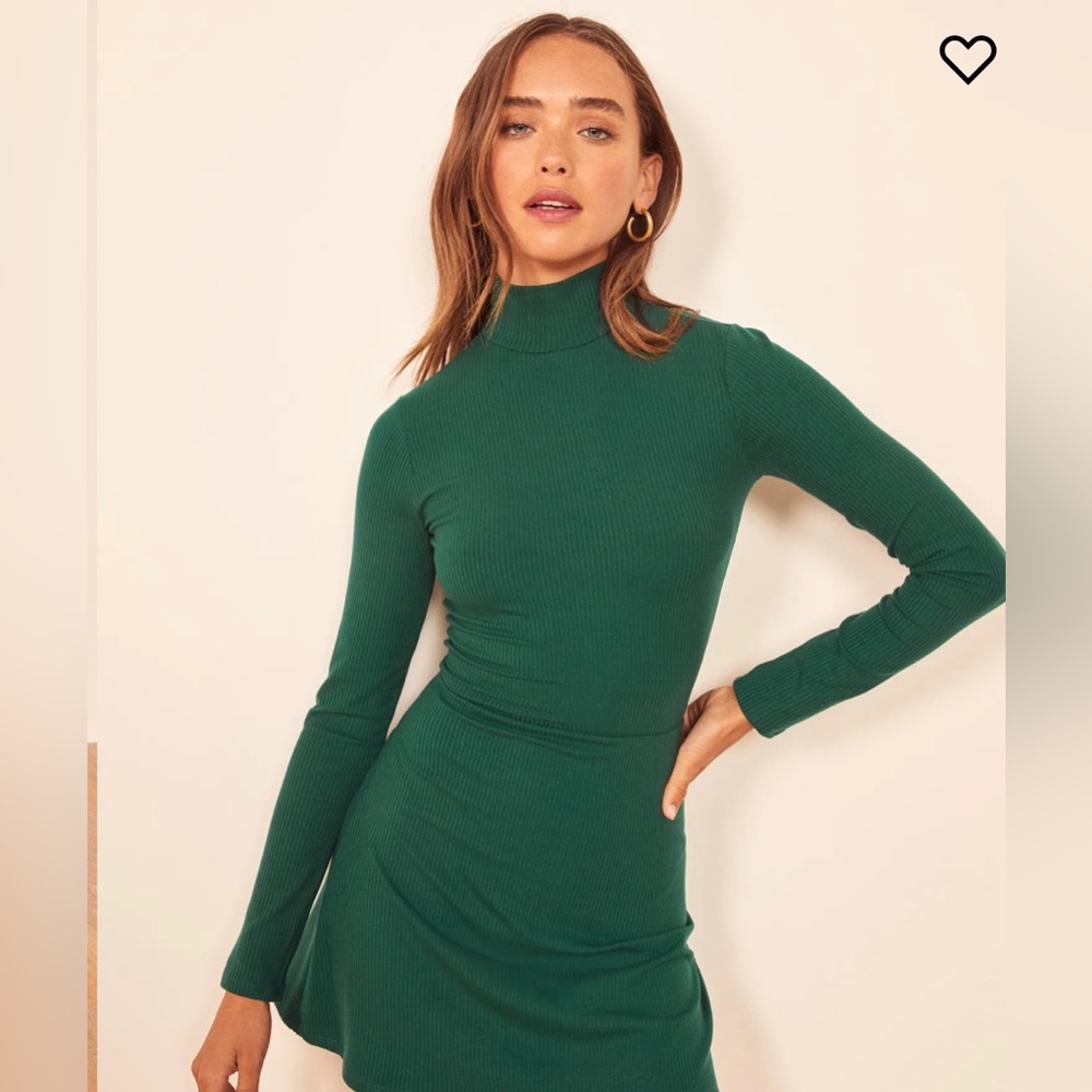Reformation Maya Green Mini Dress